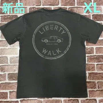 LIBERTY WALK 상의 반팔 티셔츠 그레이 프린트 자수 로고