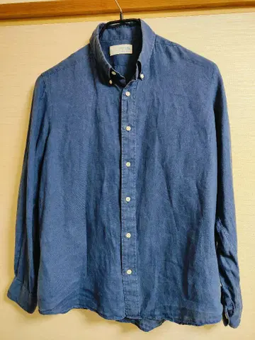 Maker's Shirt 가마쿠라 셔츠 린넨 네이비 긴팔 버튼 다운
