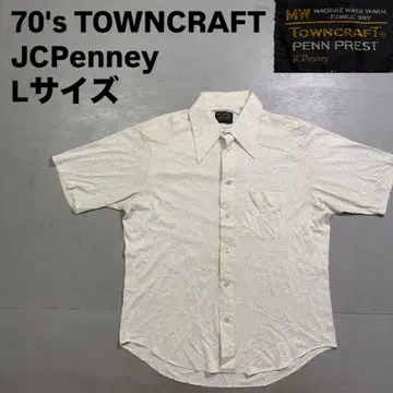 70's TOWNCRAFT JCPenney 도트 셔츠 빅 옷깃 도트 L