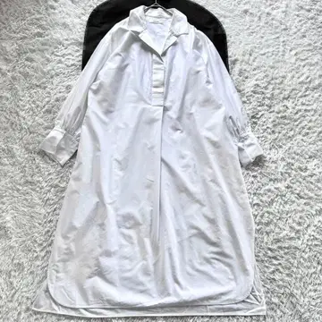 에부르 최근 모델 코튼 셔츠 원피스 맥시 길이 화이트 36