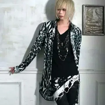 civarize V 스타일 락 드레이프 표범 2 드레이프 자켓 샤