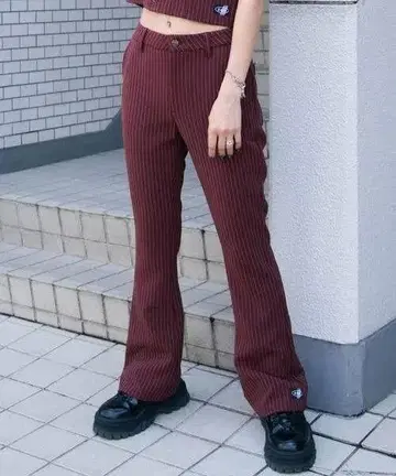 미사용 X-girl STRIPED FLARE PANTS 스트레치