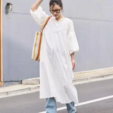 인도 사다리 레이스 절개 원피스 S 사이즈