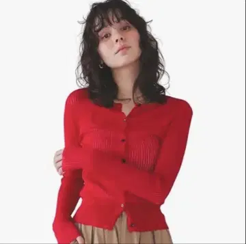 (새상품, 미사용) titivate 앞뒤 2way 리브 시어 니트 가디건