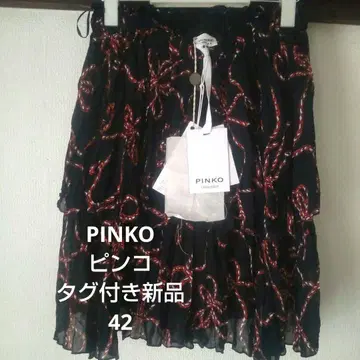 PINKO 핀코 택 포함 새상품 쉬폰 레이스 플레어 스커트 42