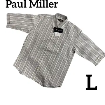 미사용 택 포함 Paul Miller 반팔 셔츠 린넨 스트라이프 셔츠 L