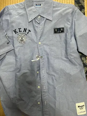 Kent 자수 파랑 긴팔 셔츠