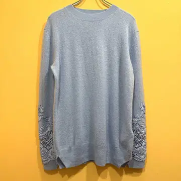 100% 캐시미어 Ermanno Scervino 소매 레이스 니트 스웨터