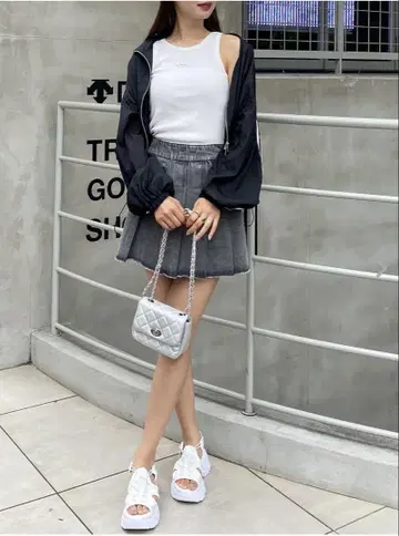 새상품 나일론 시어 스탠드 블루종 & 탱크탑