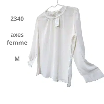 axes femme 펄 장식 프릴 칼라 화이트 블라우스 귀여운 택 포함