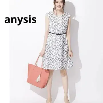 anysis 애니시스 꽃무늬 자수 원피스 프렌치 슬리브 화이트
