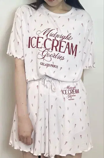 젤라또피케 접촉 냉감 아이스 패턴 와플 풀오버 & 숏 팬츠