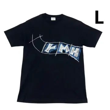 HECTIC 티셔츠 L 블랙 코튼 프린트 rMH