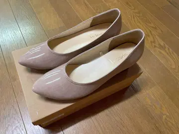 베이지 스틸레토 플랫 슈즈