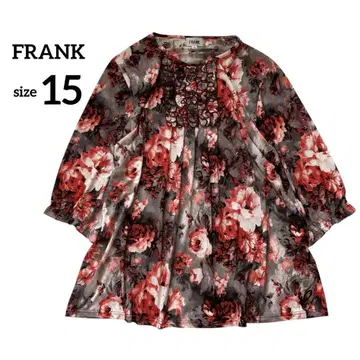 FRANK 15호 플라워 프린트 오반 소매 상의 프릴 스트레치