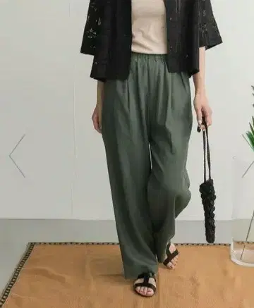 DOORS 린넨 레이온 이지 팬츠 GREEN S 사이즈 미사용