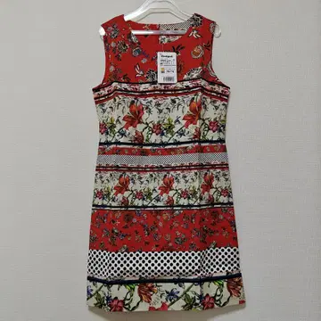 미사용 데시구알 Desigual 꽃무늬 슬리브리스 미니 원피스 40