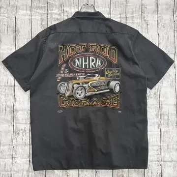 US 구제 의류 디키즈 HOT ROD NHRA 반팔 워크 셔츠 XL