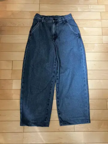 MUJI 여성용 데님 와이드 테이퍼드 팬츠 S 라이트 블루