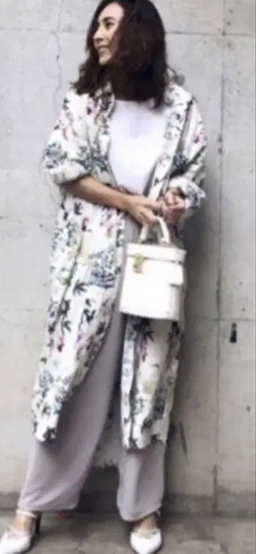 꽃무늬 롱 셔츠 원피스