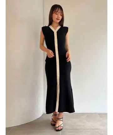 SNIDEL 블랙 롱 원피스 반팔