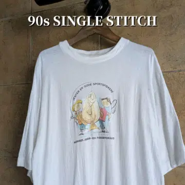 90s NJFF 낚시 티셔츠 싱글 스티치