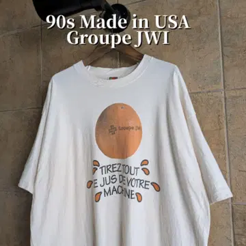 90년대 USA제 Groupe JWI 오렌지 티셔츠 싱글 스티치