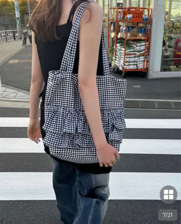 셔링 체크 숄더백