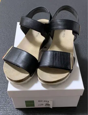 히메코 시프 가죽 플렉시블 샌들 블랙 23.5cm