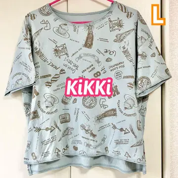 KiKKi 키키 빈티지 프린트 티셔츠 L 반팔 스카이블루