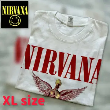 NIRVANA 밴딩 티셔츠 화이트 XL 밴드 티 락 티셔츠 닐바나
