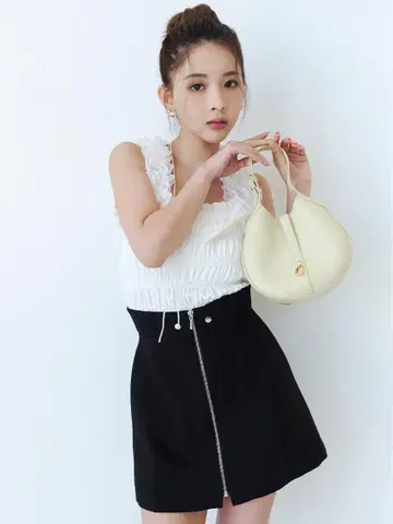 SNIDEL 스나이델 센터 지퍼 스커트 숏 팬츠 블랙