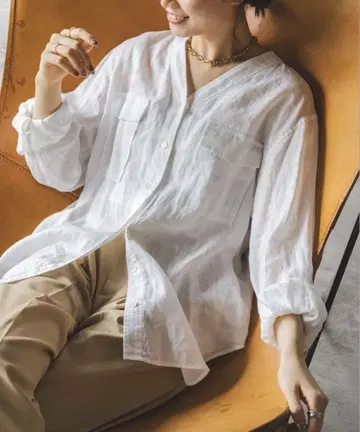 noble 노블/라미 시어 V 칼라 셔츠