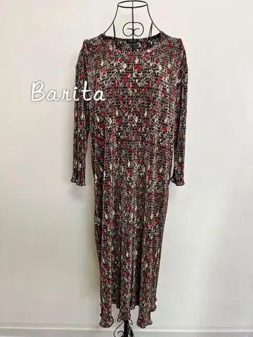 Barita 빈티지 쇼와 패션 올 패턴 플리츠 원피스