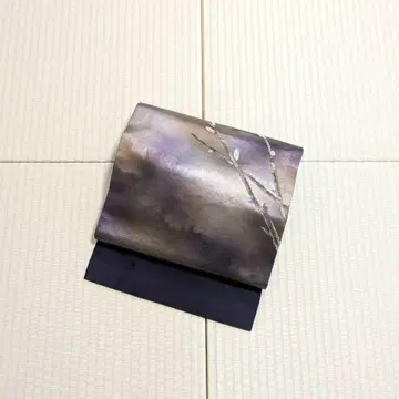 보라색 계열 호일 고양이 버드나무 오비(약 27.3cm) 나고야 오비