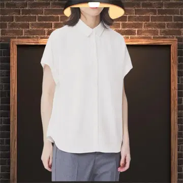 지유 GU 반팔 블라우스 L 흰색 화이트