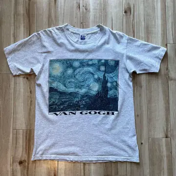 고흐 gogh 별이 빛나는 밤 90s 빈티지 티셔츠 그레이