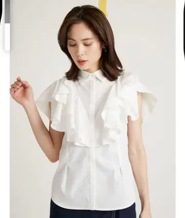 SNIDEL 스나이델 슬리브리스 셔츠 칼라 프릴 블라우스