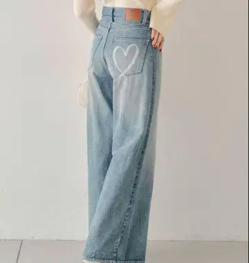 chico 하트 프린트 박스 와이드 데님 팬츠 사이즈 0