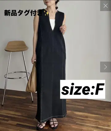 CAPRICIEUX LE'MAGE 새상품 I 라인 데님 원피스 F 블랙