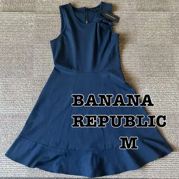 BANANA REPUBLIC 네이비 플레어 원피스 리본 사이즈 4 미사용