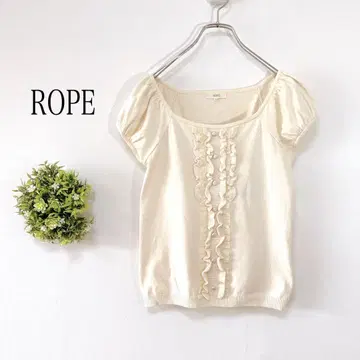 ROPE 로페 [M] 반팔 썸머 니트 프릴 퍼프 슬리브 아이보리