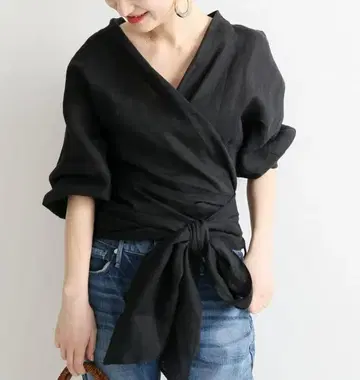 베르메이유 페예나 린넨 카슈쿨 블라우스 블랙 F