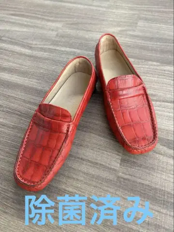 드라이빙 슈즈 악어 엠보싱 레드