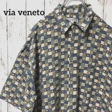 C2161 via veneto 알로하 셔츠 레이온 기하학 패턴 반팔 셔츠