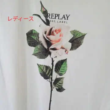 [택 포함 새상품] REPLAY 장미 프린트 화이트 티셔츠 여성용