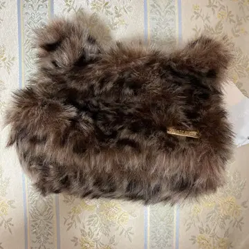 고양이 레오파드 무늬 퍼 파우치