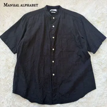 매뉴얼 알파벳 밴드 카라 셔츠 블랙 size2 일본제 올 패턴