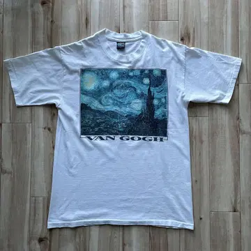 고흐 gogh 별이 빛나는 밤 90s 빈티지 티셔츠 화이트
