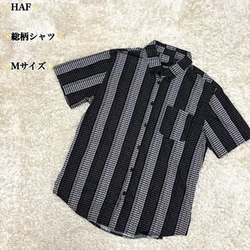 HAF 하프 소매 셔츠 올 패턴 스트라이프 M 사이즈